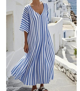Women's Striped Long Dress – Effortless Everyday Elegance