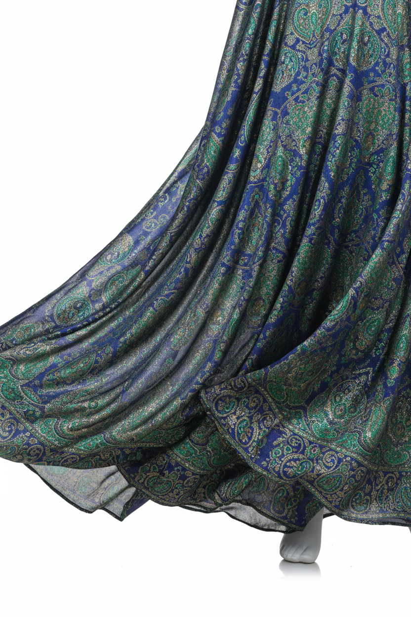 Detail close-up of Elegant Flowing Kaftan Dress
