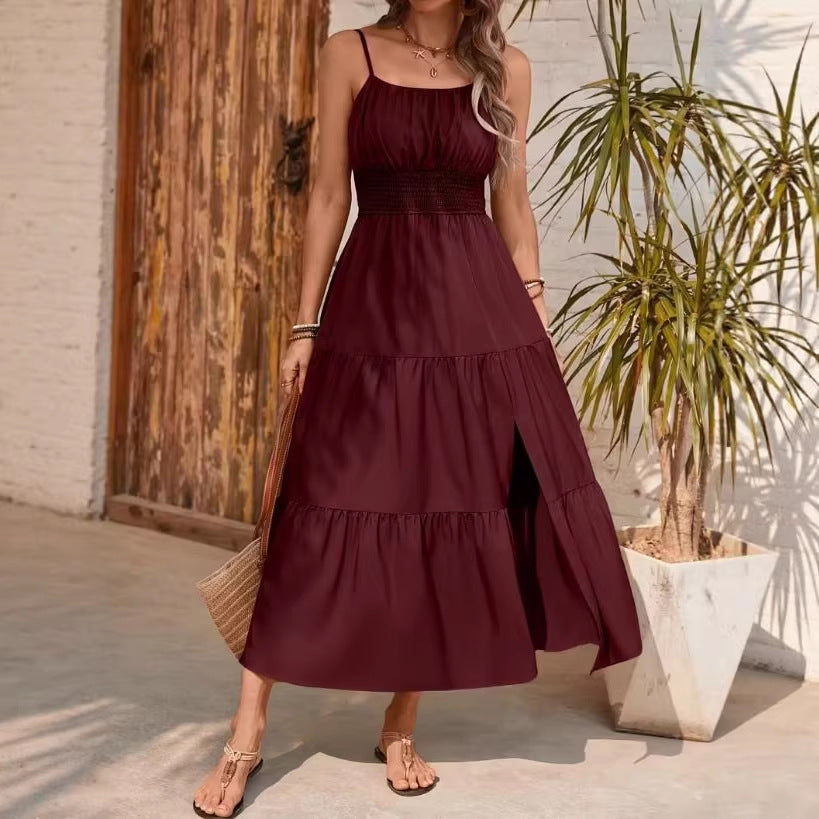 Summer Solid-Color Slim-fit Dress