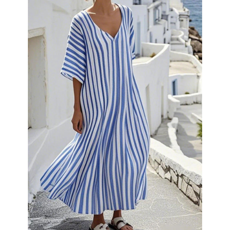 Women's Striped Long Dress – Effortless Everyday Elegance