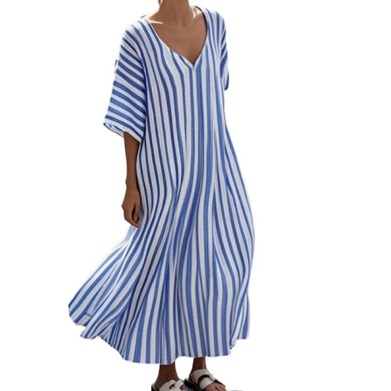 Women's Striped Long Dress – Effortless Everyday Elegance